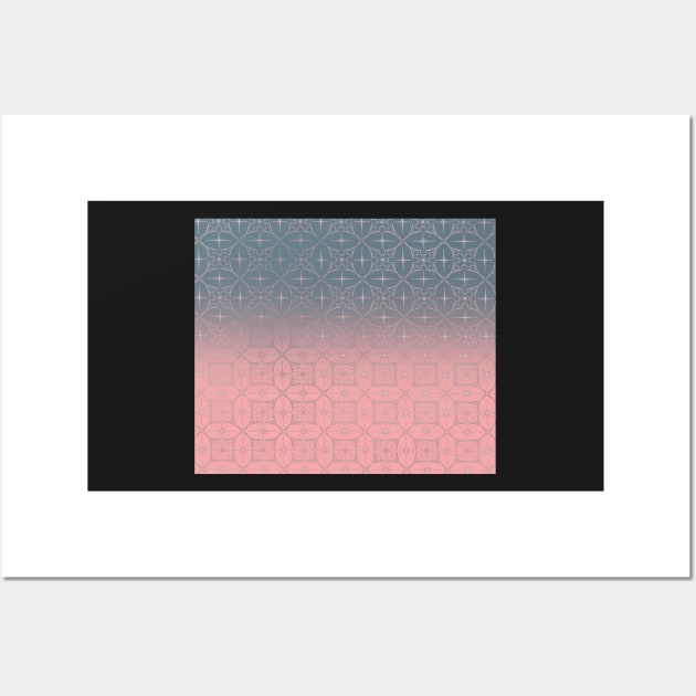 Teal and pink gradient w.metallic pattern Wall Art by CreaKat